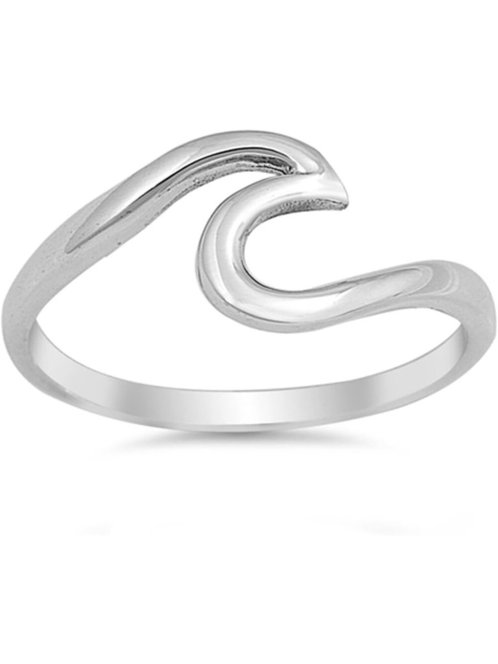 Sterling Silver Wave Ring - Custom Color Options, Elegant Design, Perfect Gift